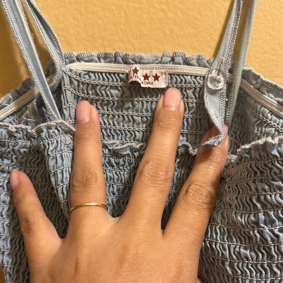 Girls Light Blue Sleeveless Dress with Fringe - Picture 2 of 4